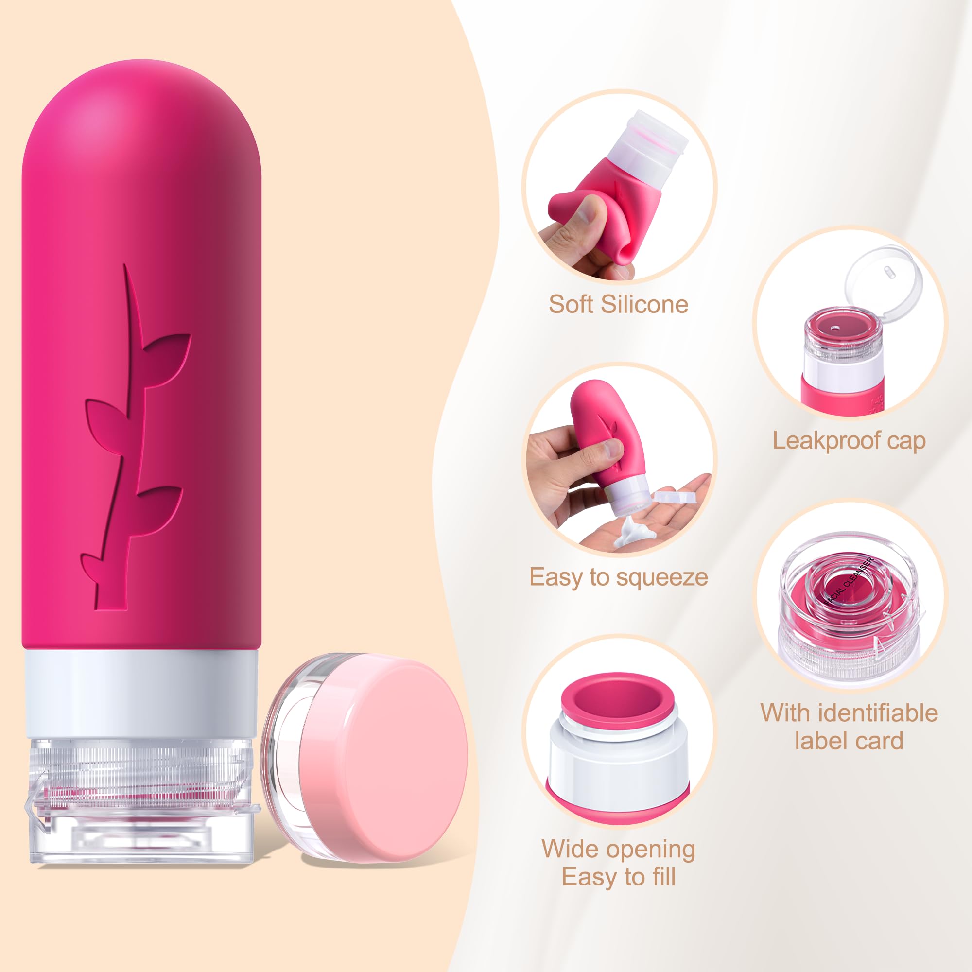 Tocelffe silicone bottles 2oz compact containers ideal for on-the-go liquids.
