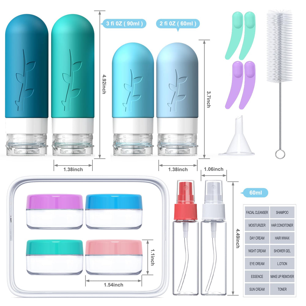 Tocelffe 3oz silicone bottles with leak-free design for liquids.