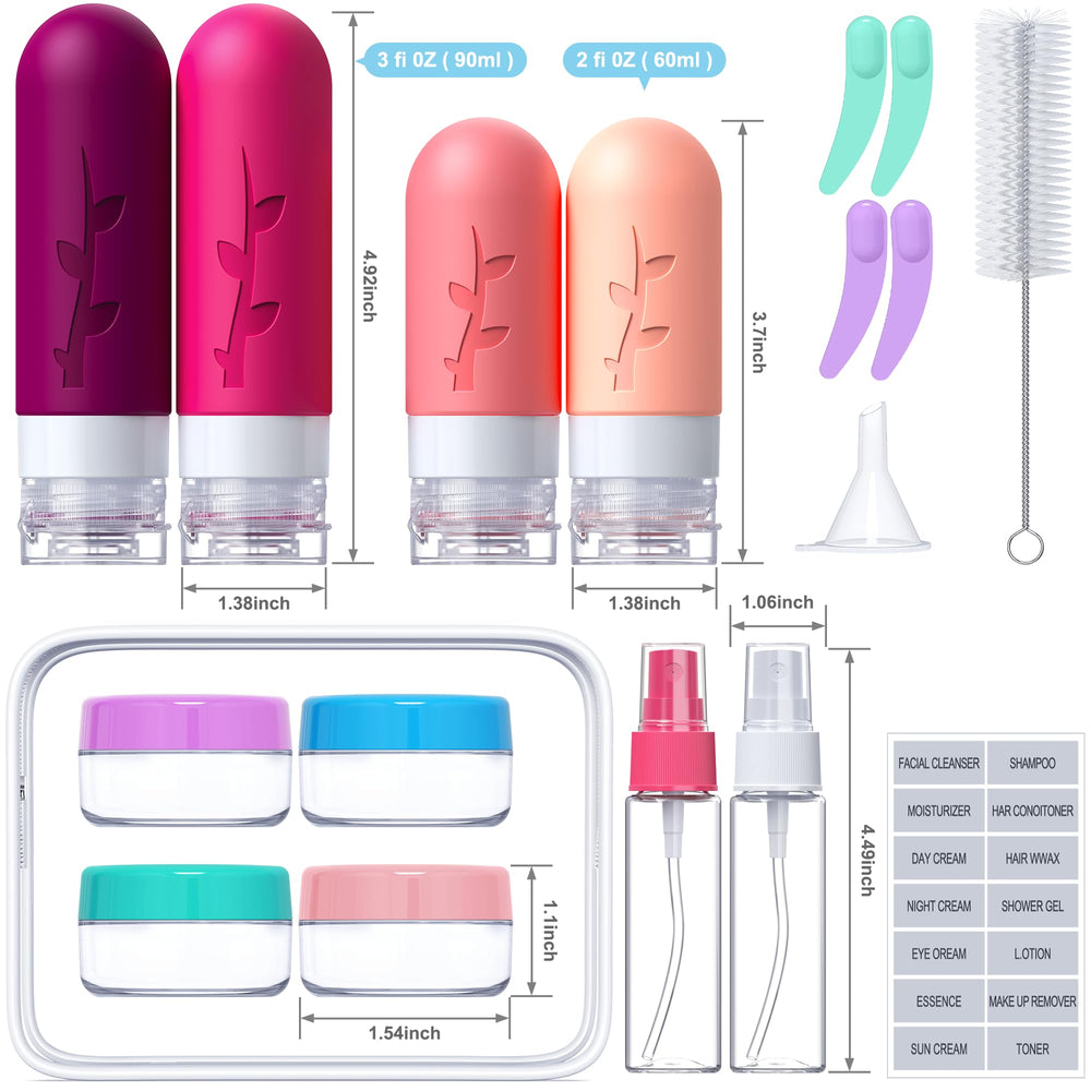 Tocelffe silicone bottles 3oz shown with leak-proof design for spill-free travel.