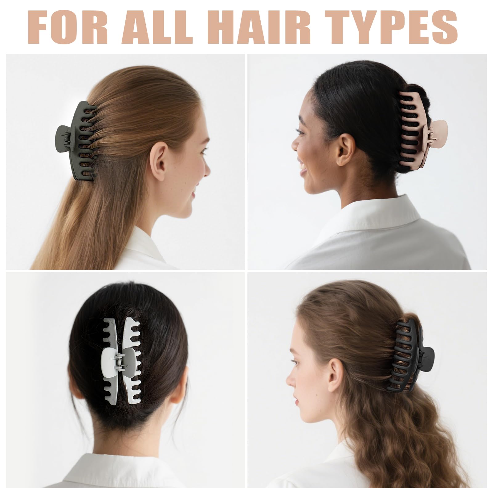 TOCESS juego de 8 pinzas para cabello, colores neutros para peinados rápidos.