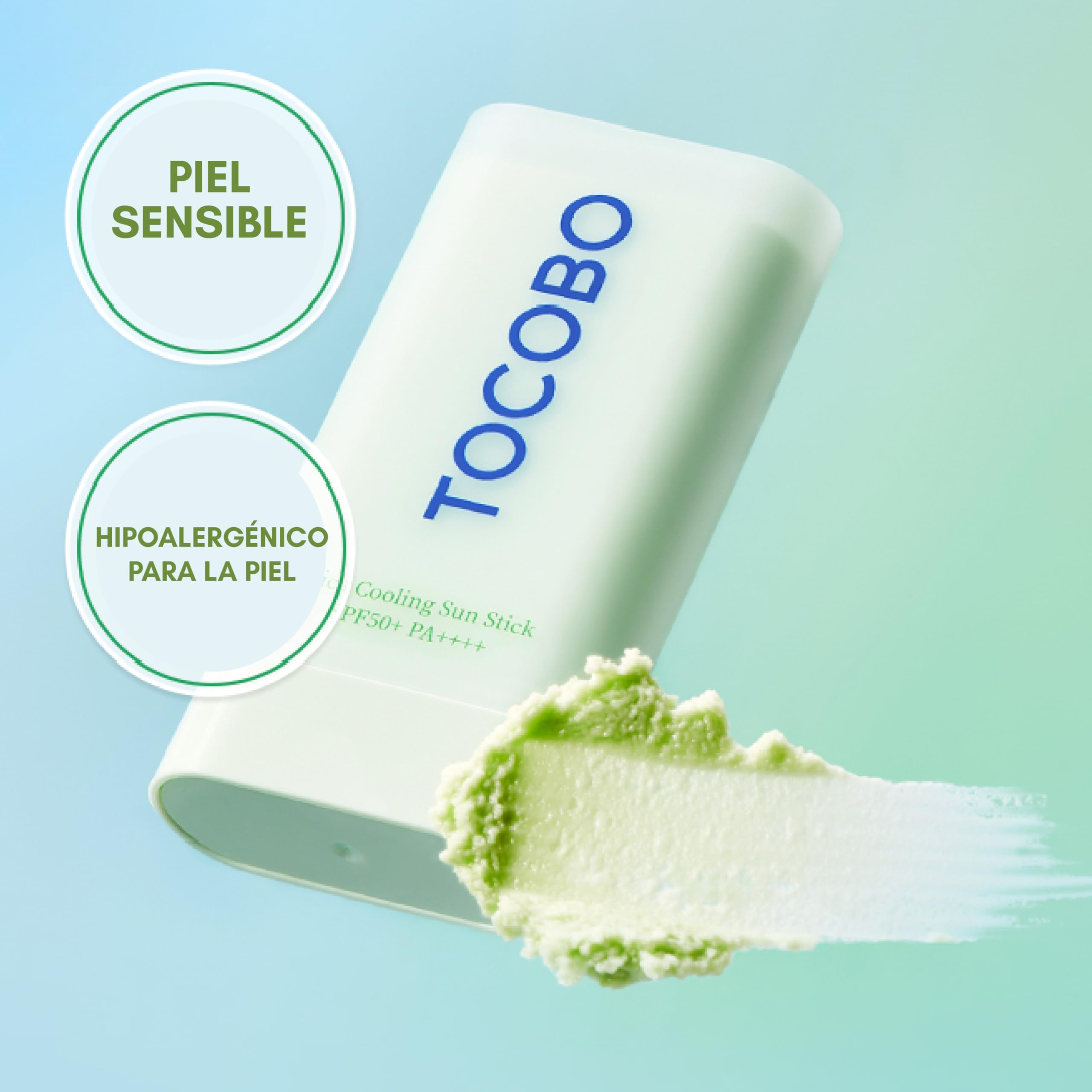TOCOBO Cica Cooling Sun Stick, hidratación ligera para piel sensible.