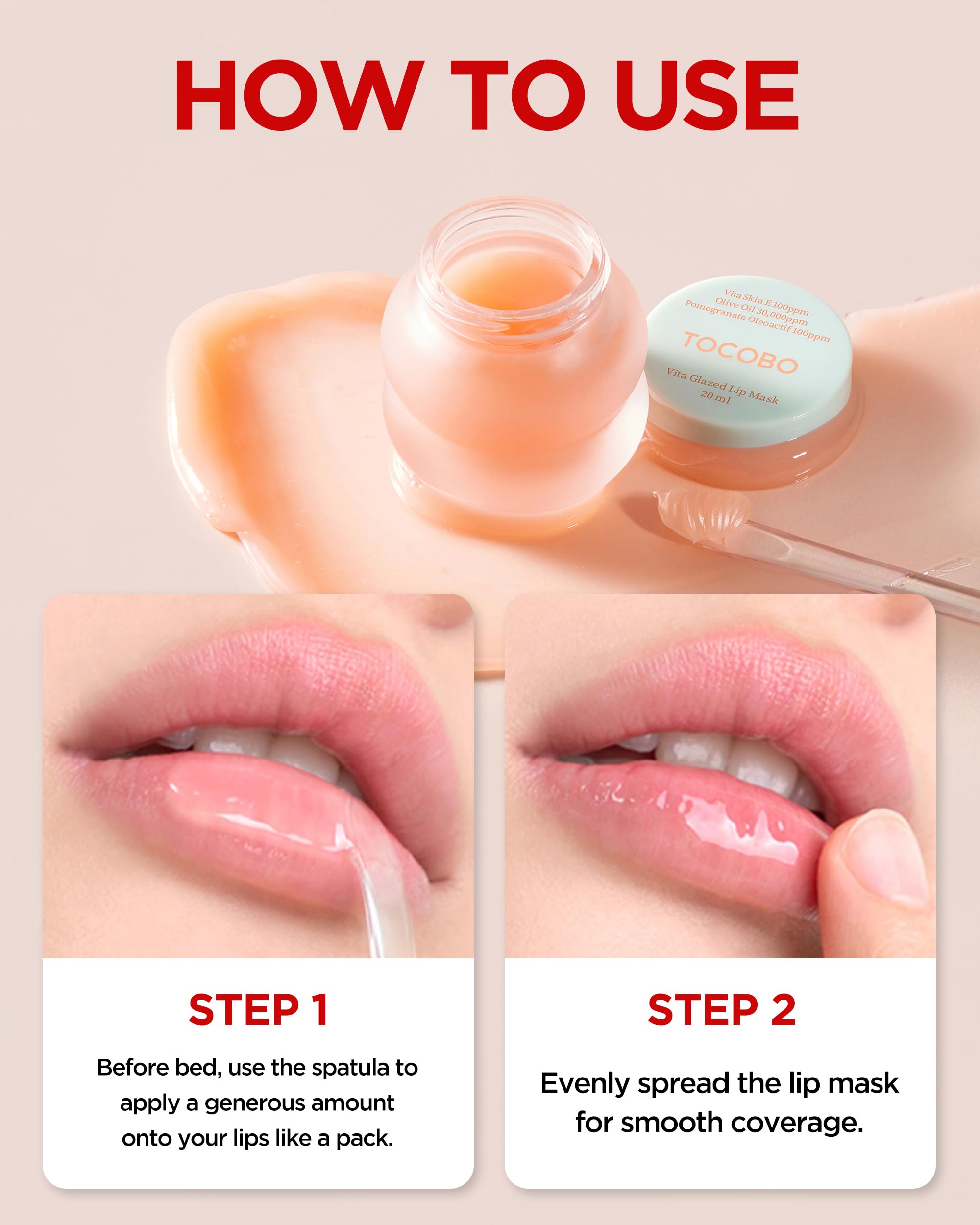 TOCOBO mascarilla labial glaseada Vita uso diurno o nocturno brillo