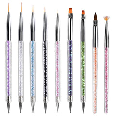 TOCOLES nail art brush set in nine colors for versatile nail designs.