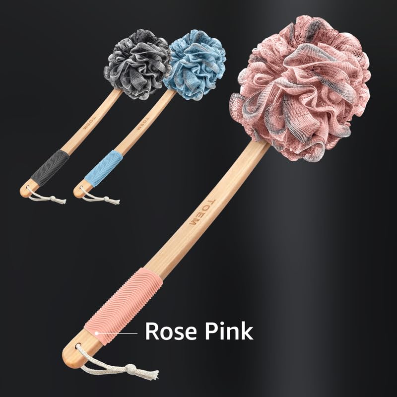 Toem lufa bambú carbón rosa para exfoliar suavemente