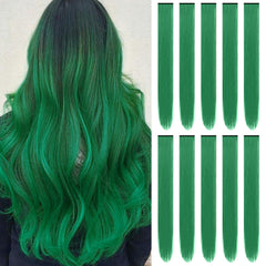TOFAFA 22 inch dark green clip-in extensions for bold everyday looks