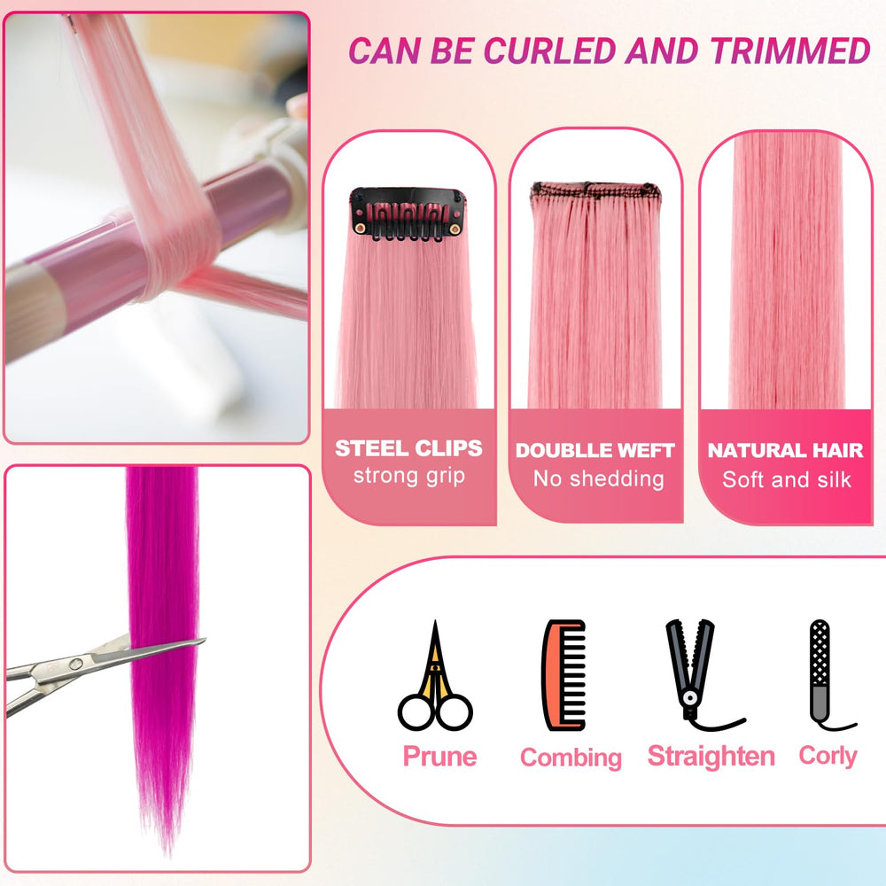 TOFAFA heat-resistant synthetic hair extensions ready for straightening or curling