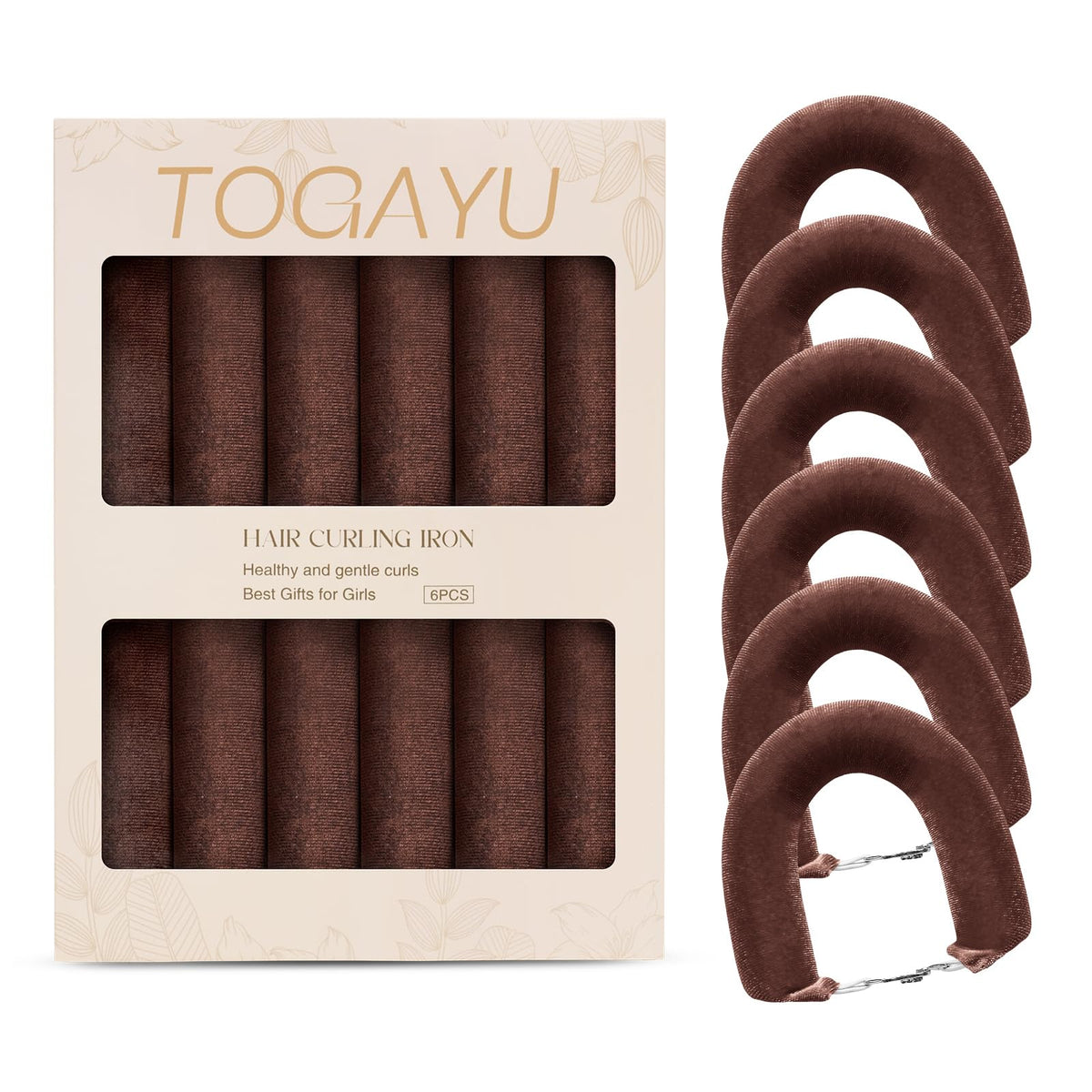 Togayu heatless curls set shows velvet heart shaped curlers for gentle, damage-free styling