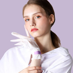 TOI:L Hand Mask gloves close-up with white truffle and peptides for nourishment.