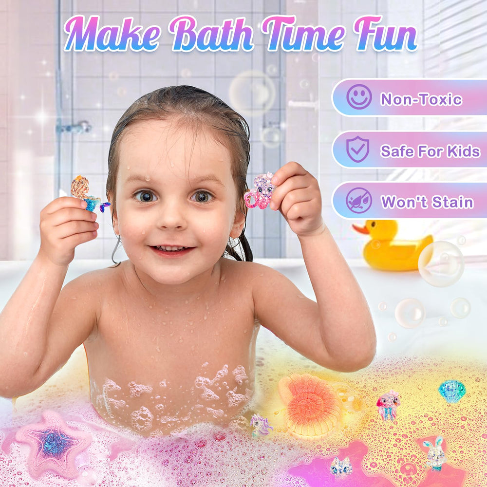 Toidgy Mermaid bath bombs in gift packaging ideal for birthdays or holidays.