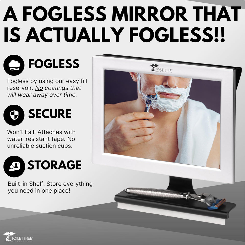 ToiletTree fogless mirror with secure adhesion for stable mounting.