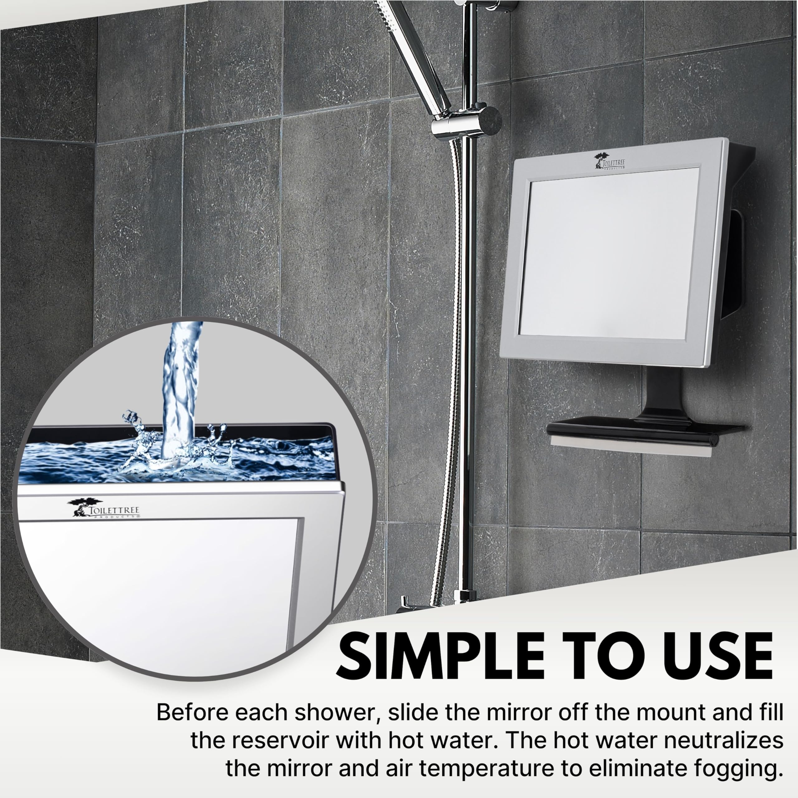 ToiletTree fogless mirror rust-proof design suited for humid bathrooms.