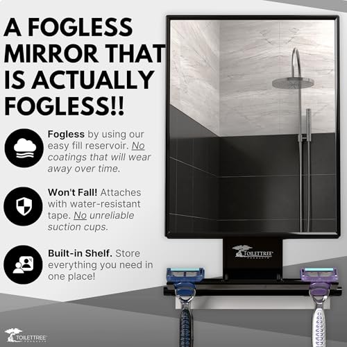 ToiletTree fogless shower mirror anti-fog feature keeps reflection crisp