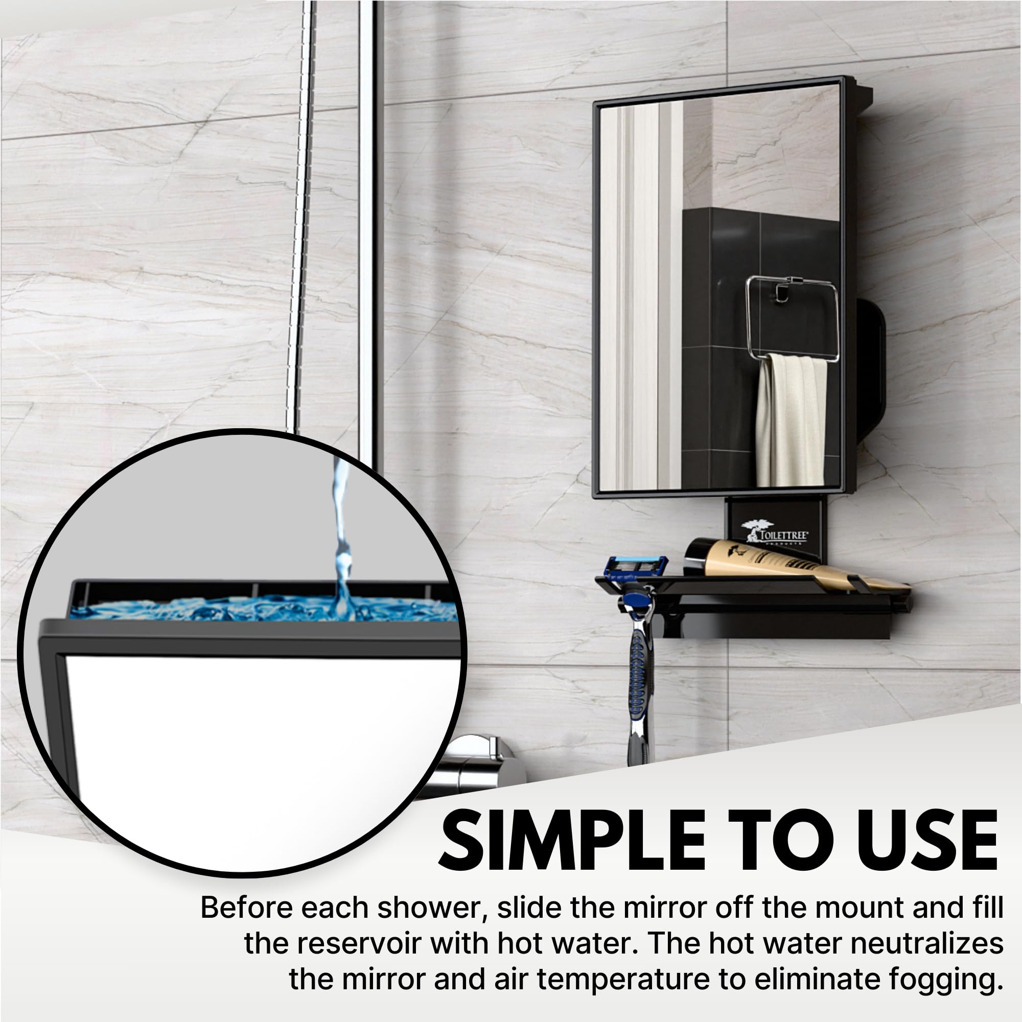 ToiletTree fogless shower mirror squeegee included for quick cleanup