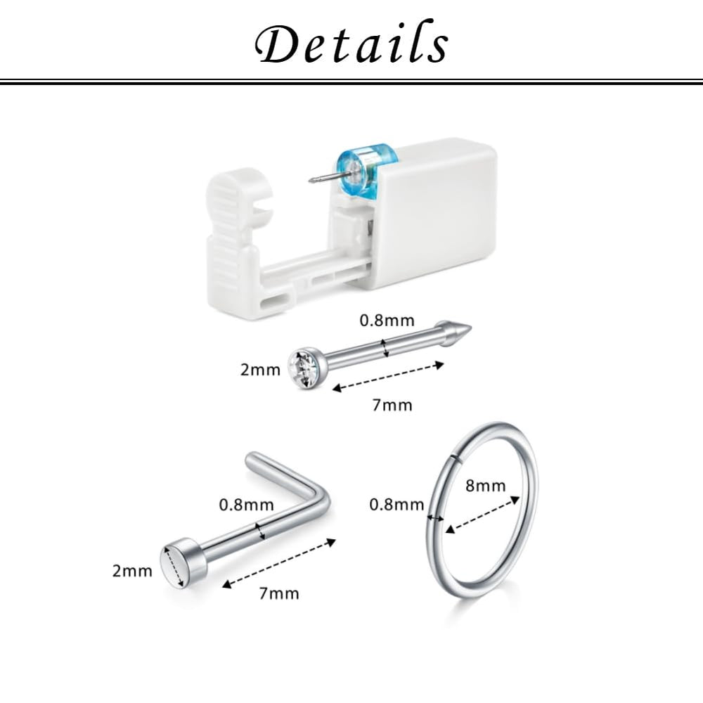 TOKRING silver nose studs offer versatile 20G wear options.