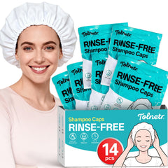 Tolnetr shampoo caps no-need rinse 14-pack packaging for easy care at hospitals and home