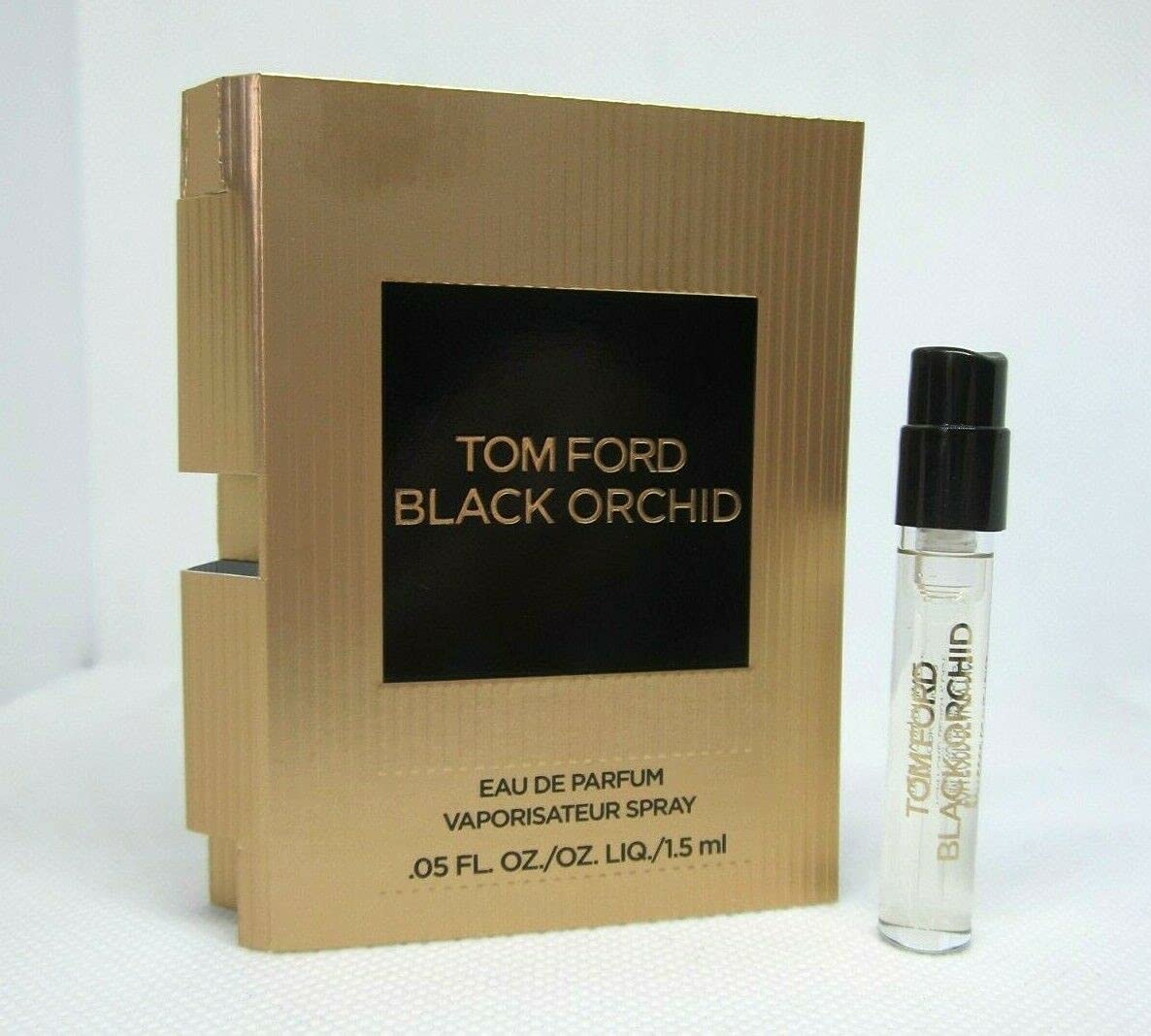 Tom Ford Black Orchid promo vial with elegant spray, perfect for on-the-go fragrance testing.