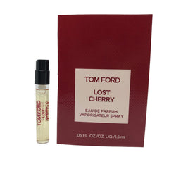 Tom Ford Lost Cherry sample vial close-up for on-the-go luxury testing.