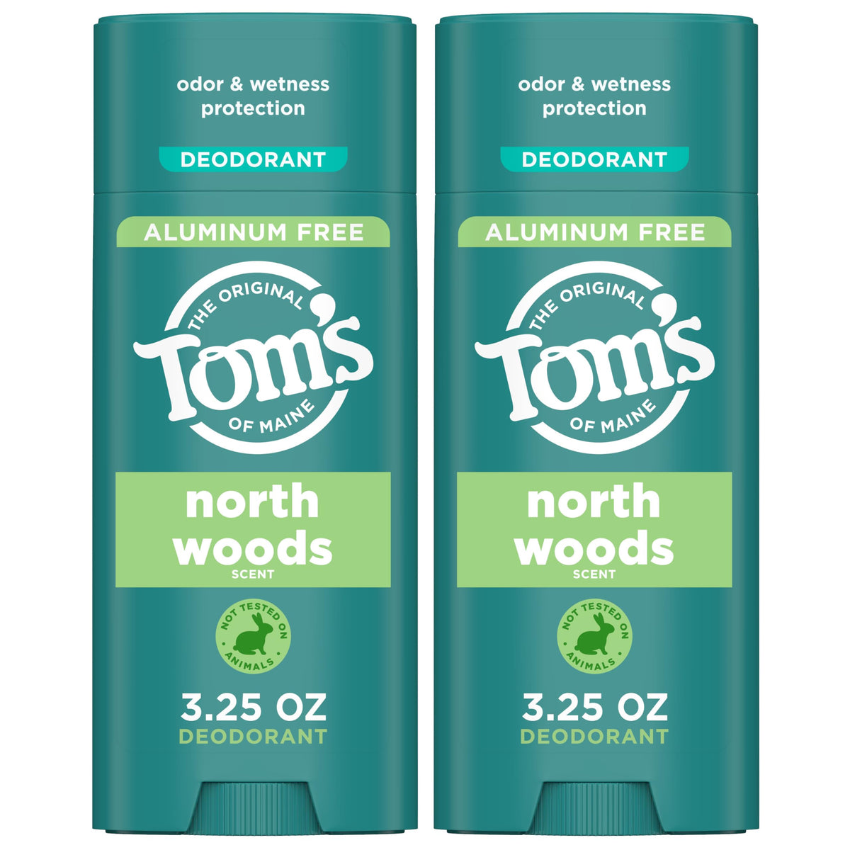 Tom’s of Maine North Woods desodorante stick, envase externo, sensación fresca todo el día