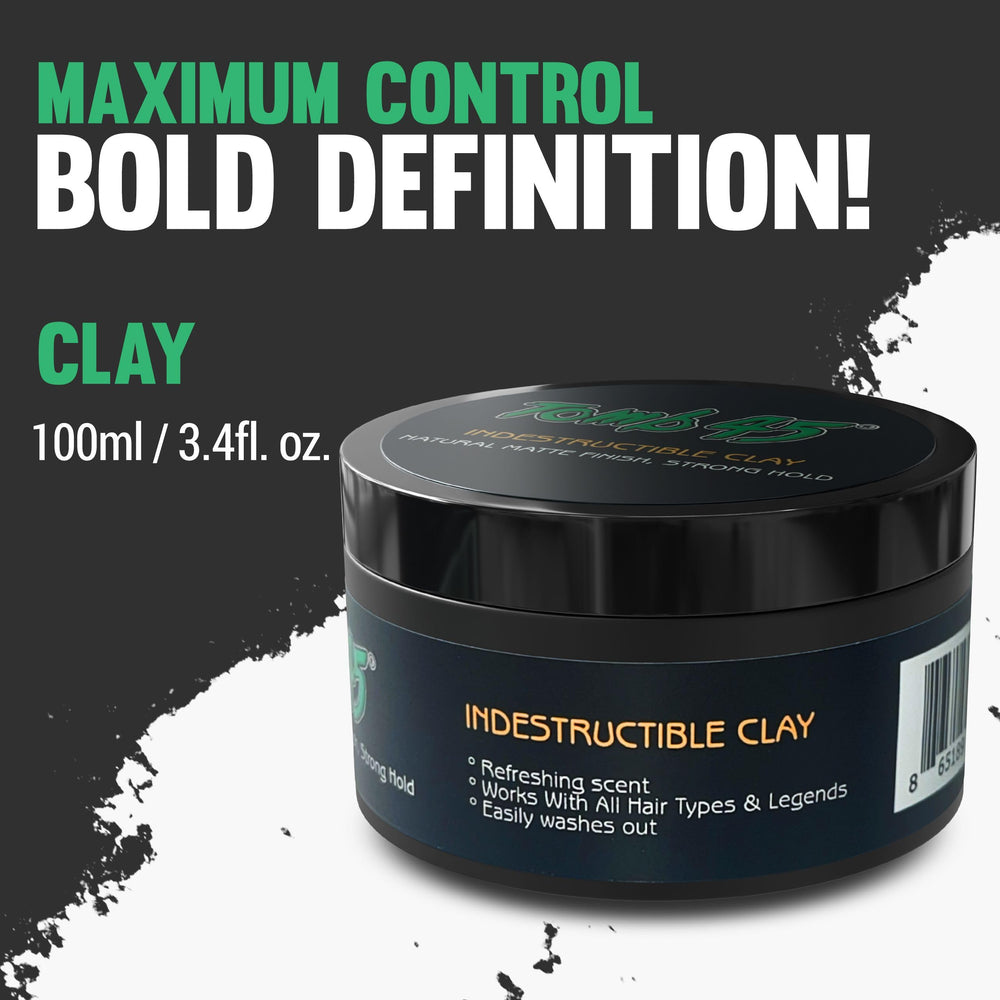 Textura mate de Tomb 45 Arcilla para cabello con control natural.