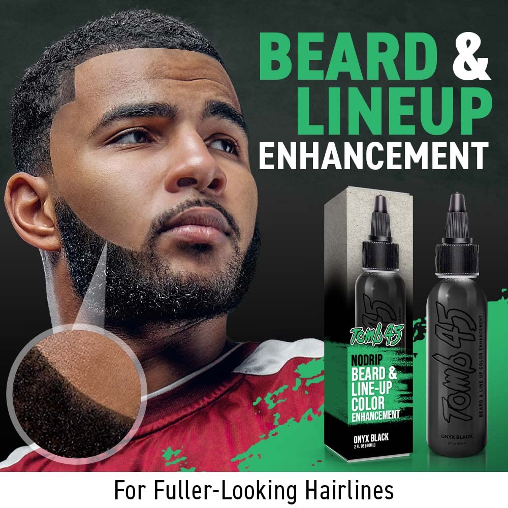 Tomb 45 No Drip Onyx beard lineup close-up for sharper edges