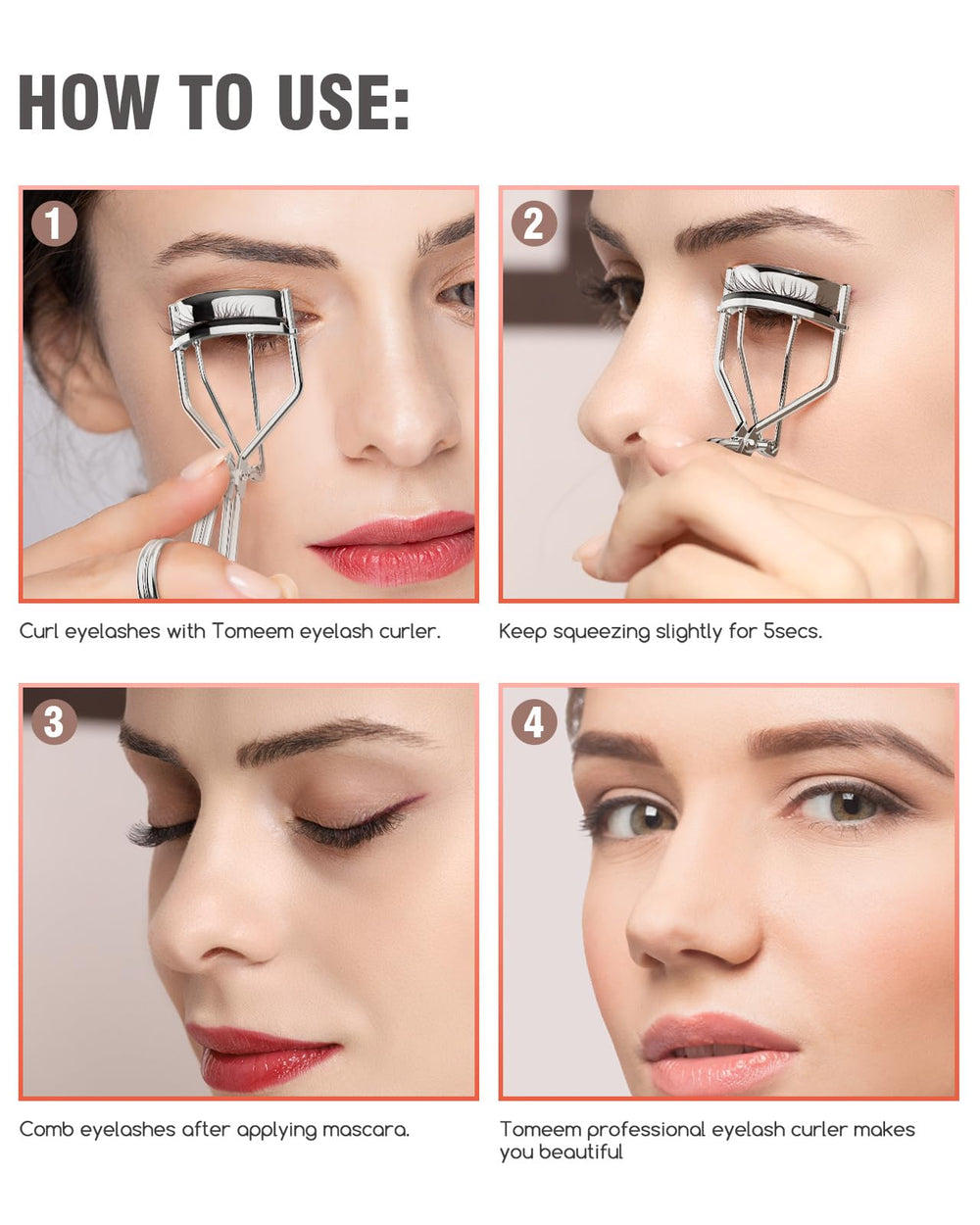 TOMEEM soft silicone pads reduce irritation while curling lashes.