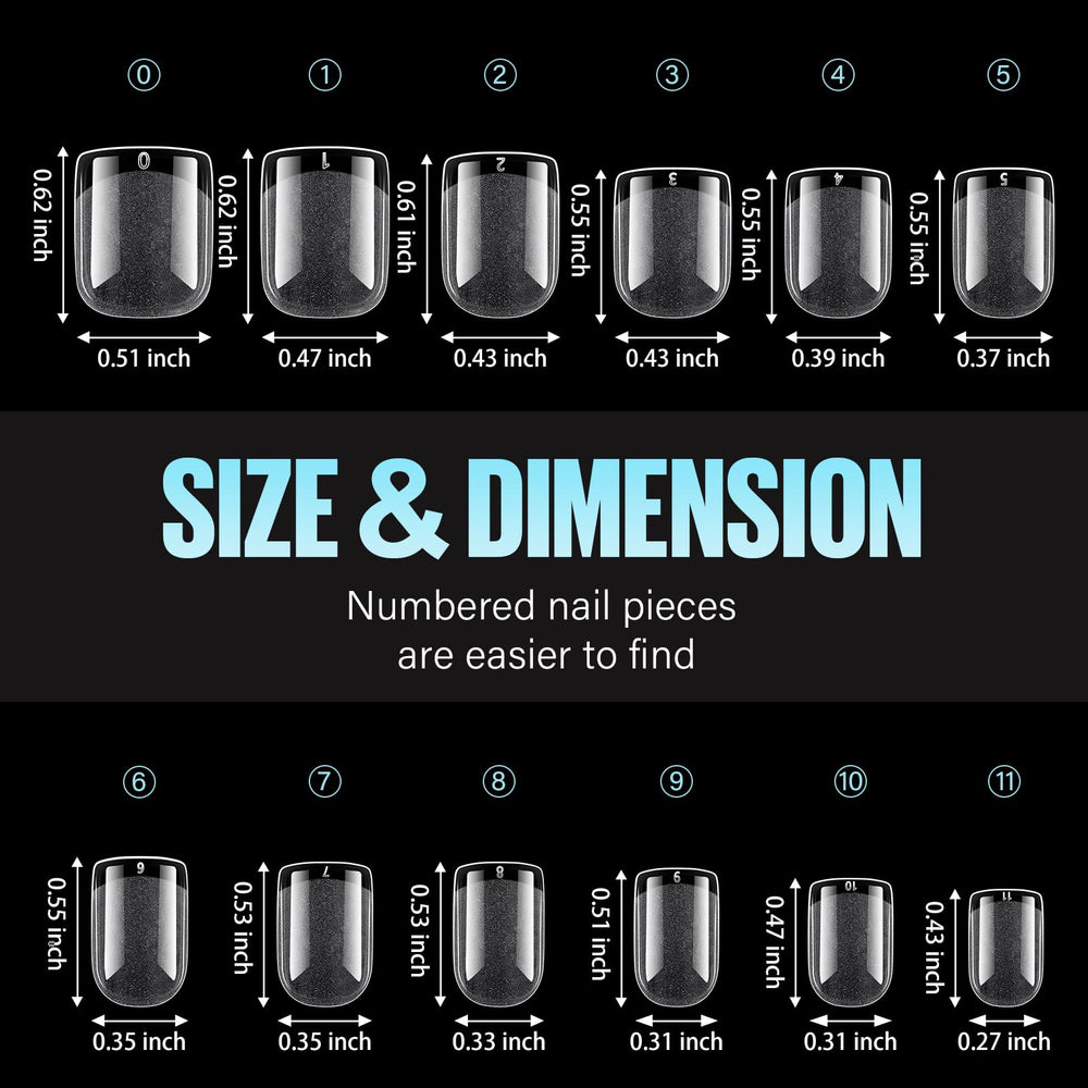 TOMICCA 192pcs packaging displays versatile sizes for at-home nail art.