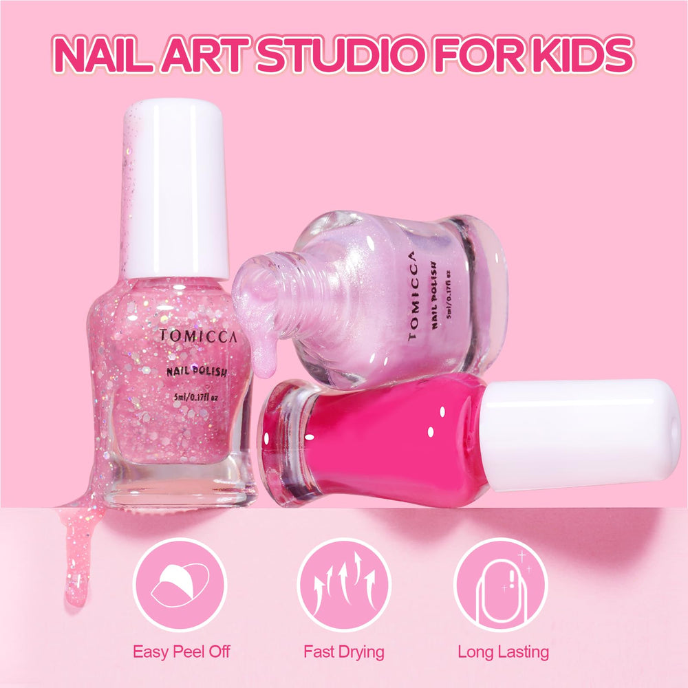 TOMICCA Kids Nail Polish, fórmula no tóxica y base de agua para juego seguro.