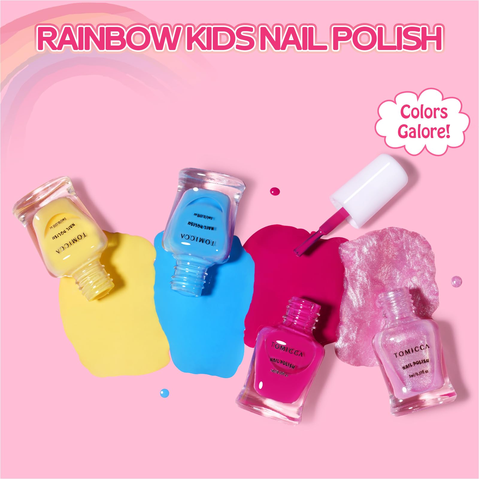 TOMICCA Kids Nail Polish, pincel fácil de usar para trazos limpios.