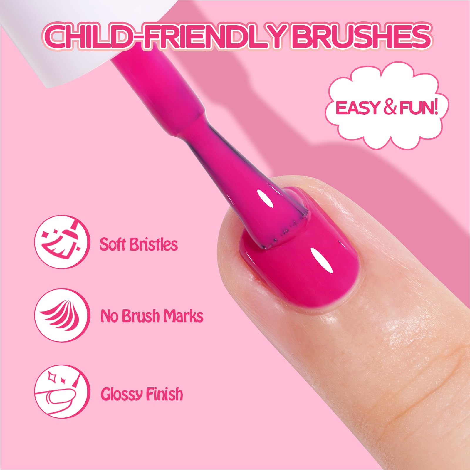 TOMICCA Kids Nail Polish, secado rápido para finalizar looks en minutos.