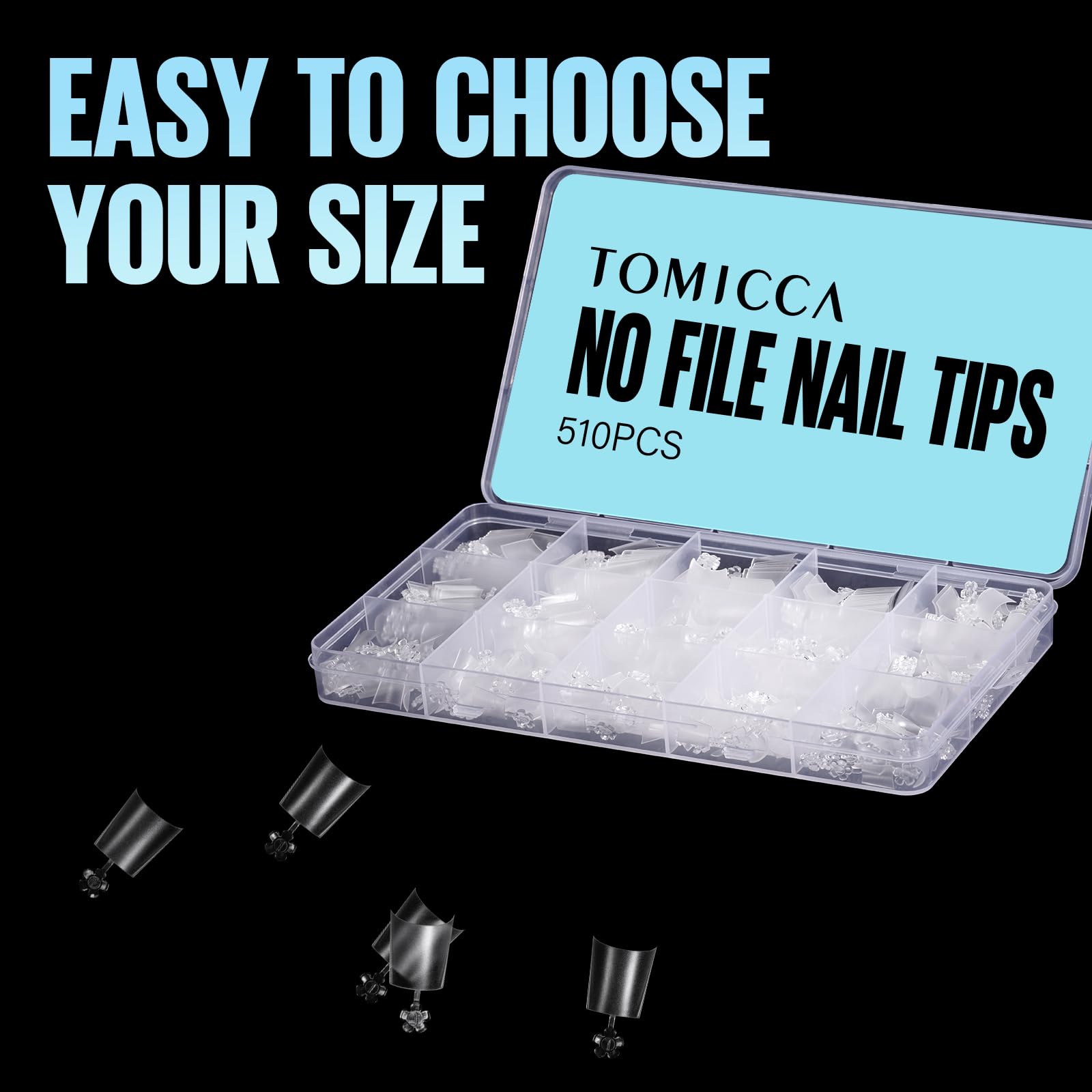 TOMICCA wear-friendly packaging keeps tips ready for long-lasting salon-style nails.