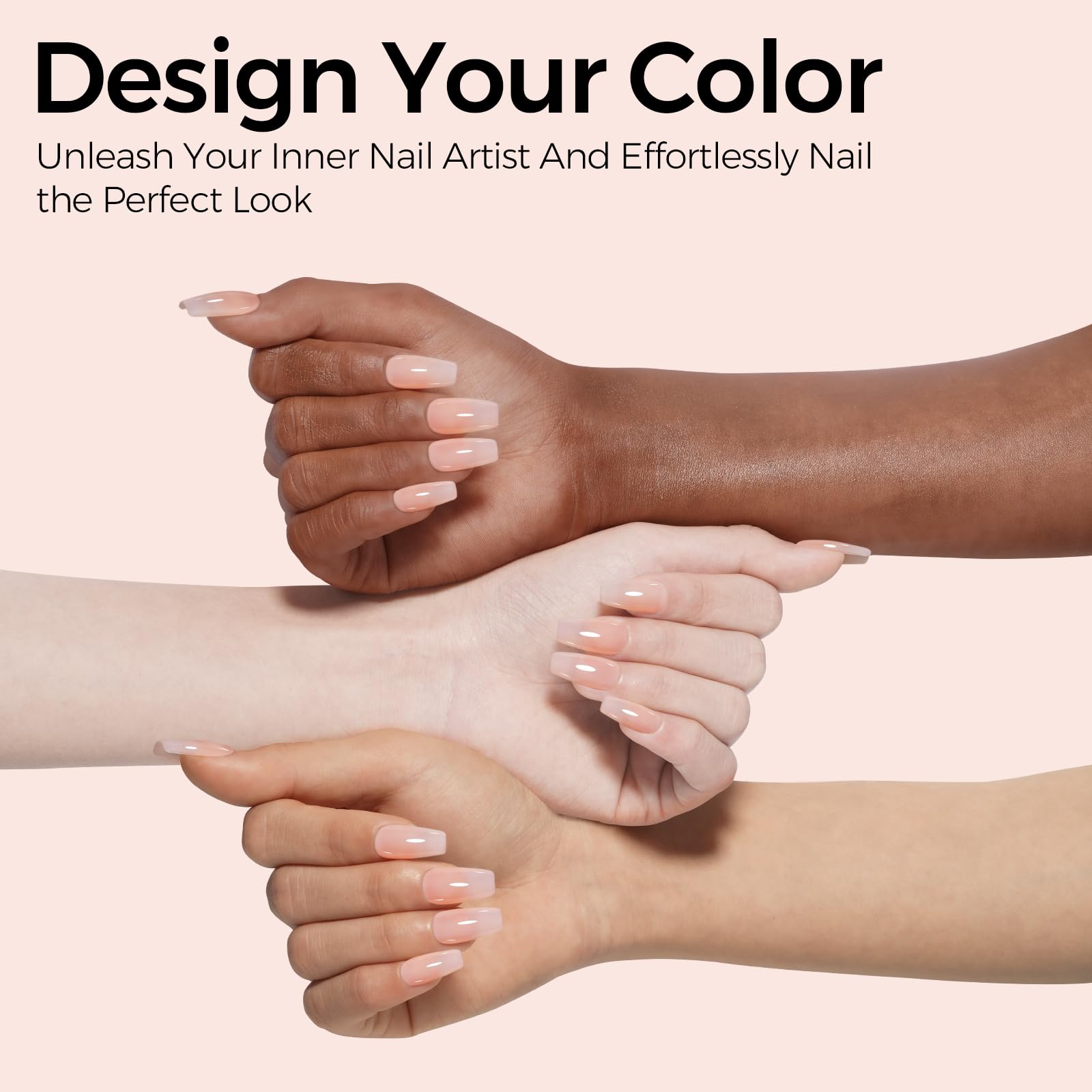 TOMICCA Nude Gel Nail Polish application on nail demonstrates smooth glide and even coverage.