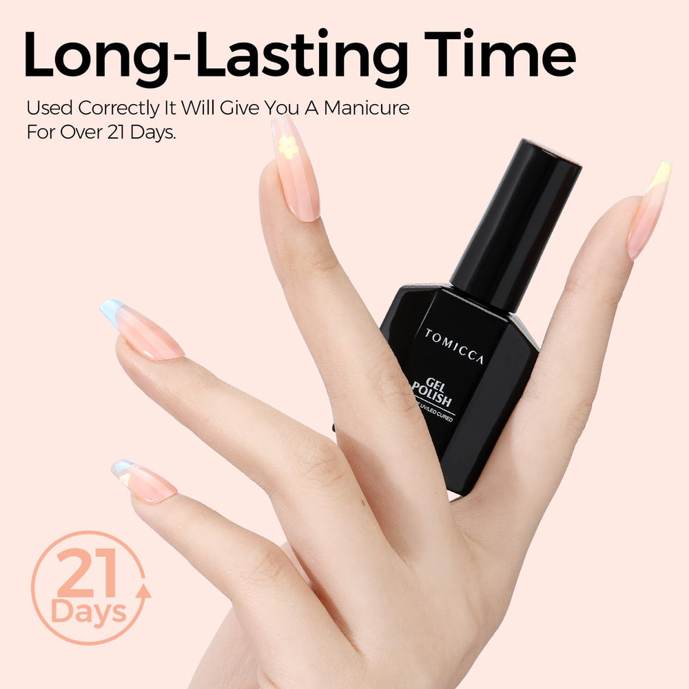 TOMICCA Nude Gel Nail Polish kit arranged for easy home manicure.