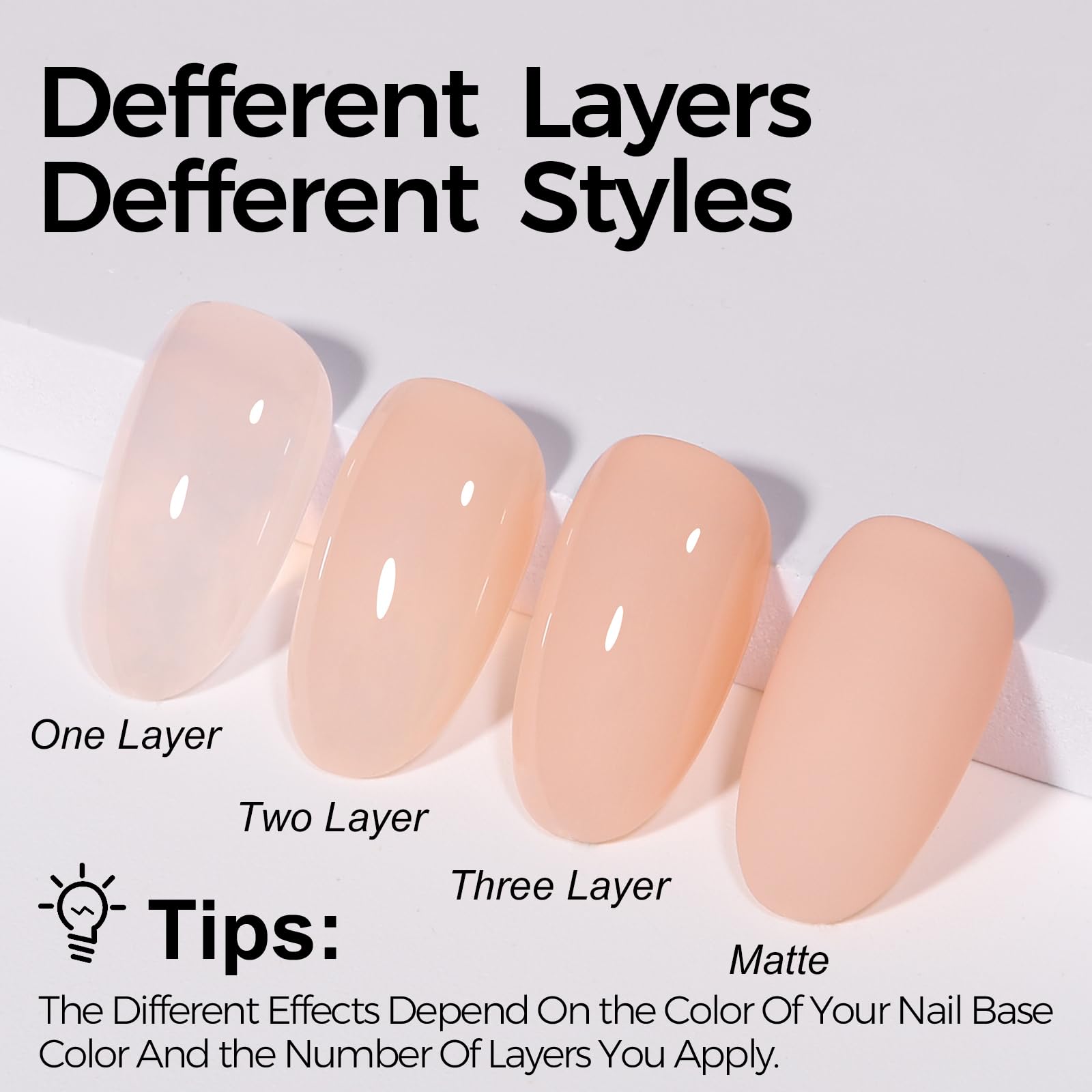 TOMICCA Nude Gel Nail Polish French manicure look on nails.