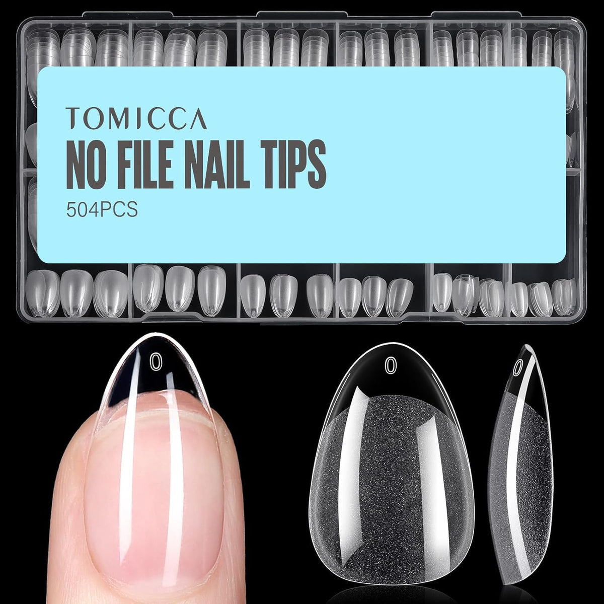 Puntas de uñas TOMICCA almendra media 504 piezas para extensiones