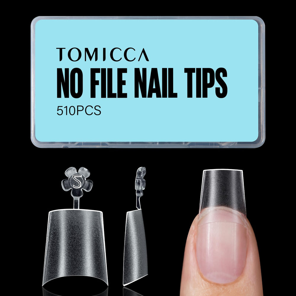 TOMICCA short coffin nail tips in a 510-piece pack for versatile at-home nail art.