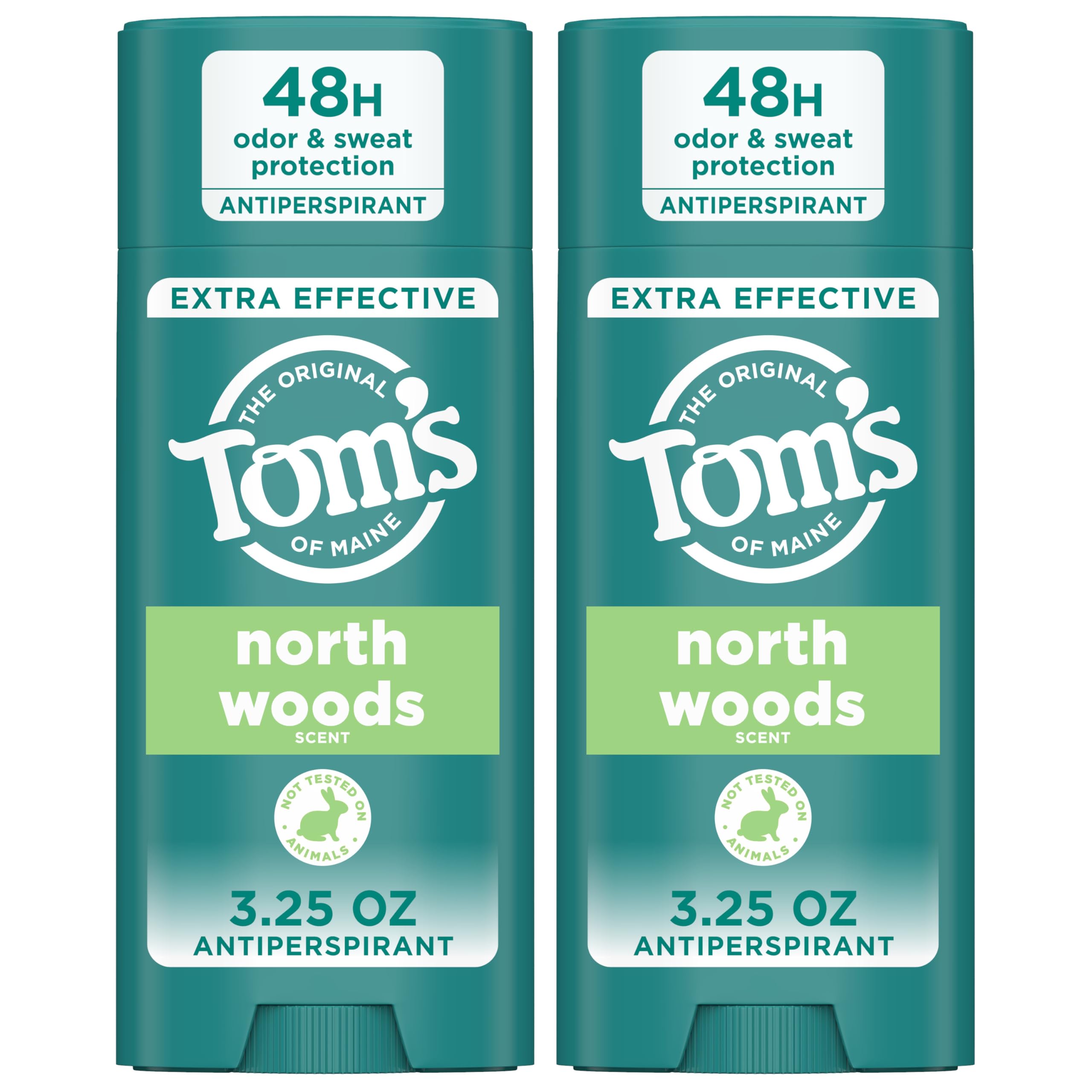 Tom's of Maine North Woods, frente de la botella, protección duradera.