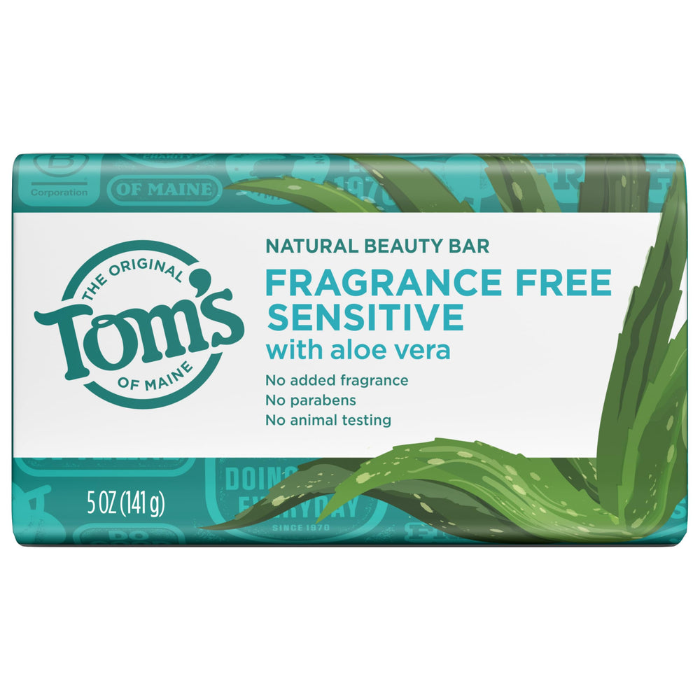 Cruelty-free and paraben-free Tom's of Maine bar in eco-friendly packaging.