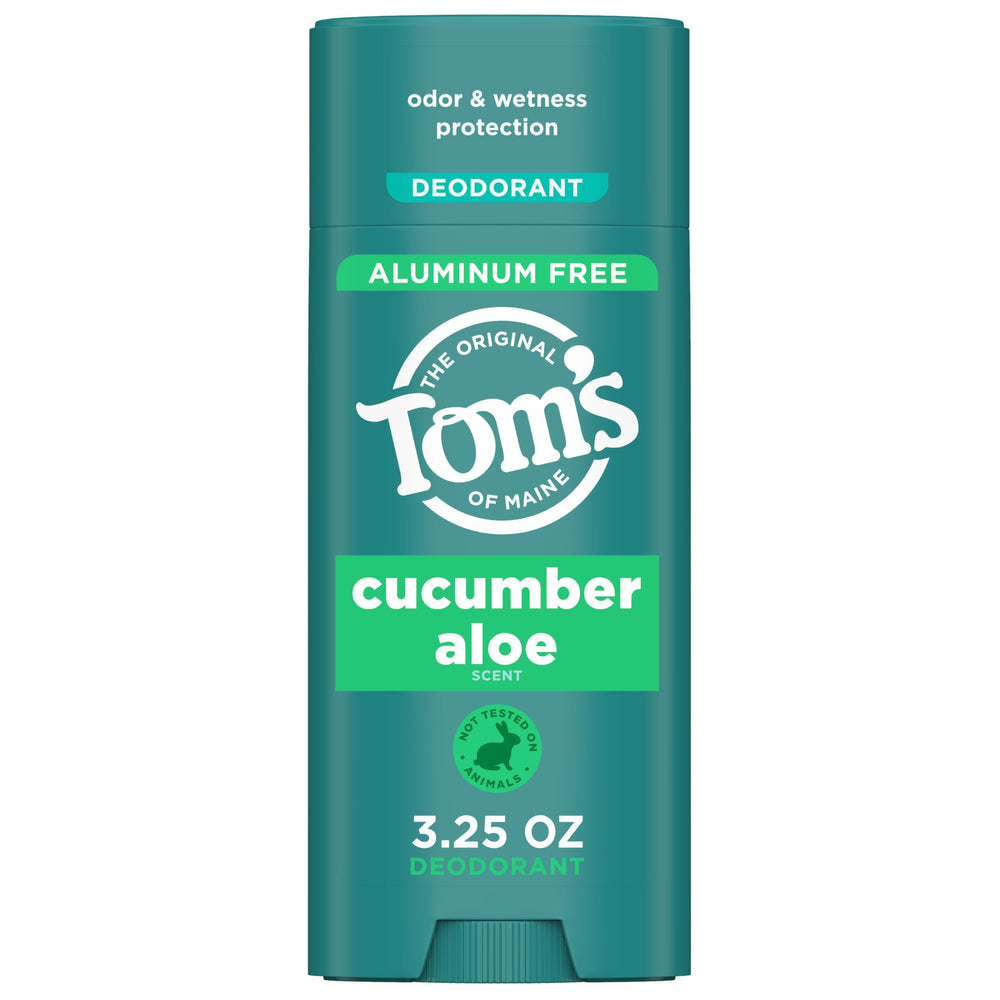 Tom's of Maine Cucumber Aloe deodorant stick provides aluminum-free, all-day freshness.