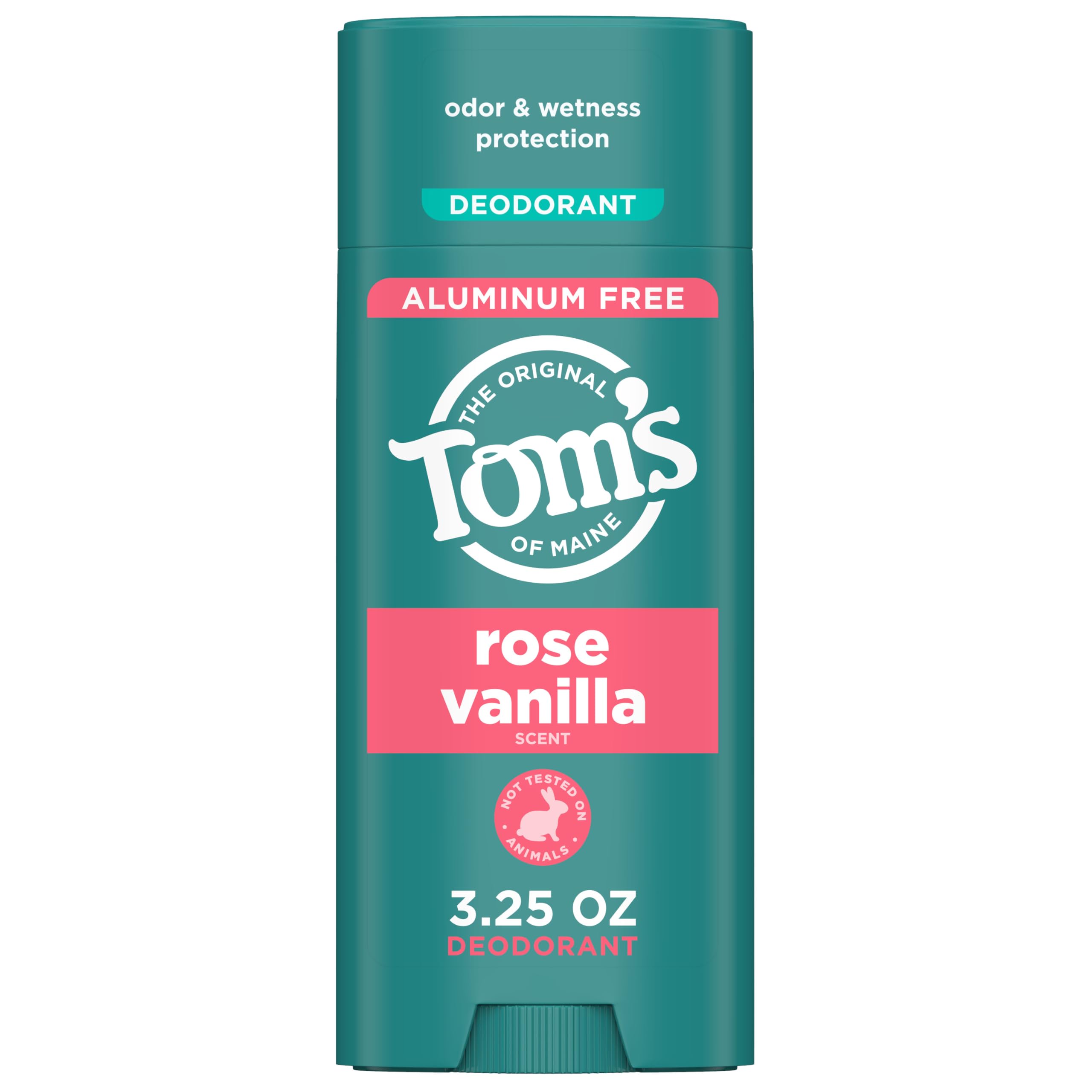 Tom's of Maine Rose Vanilla deodorant stick front view showing compact design for daily freshness
