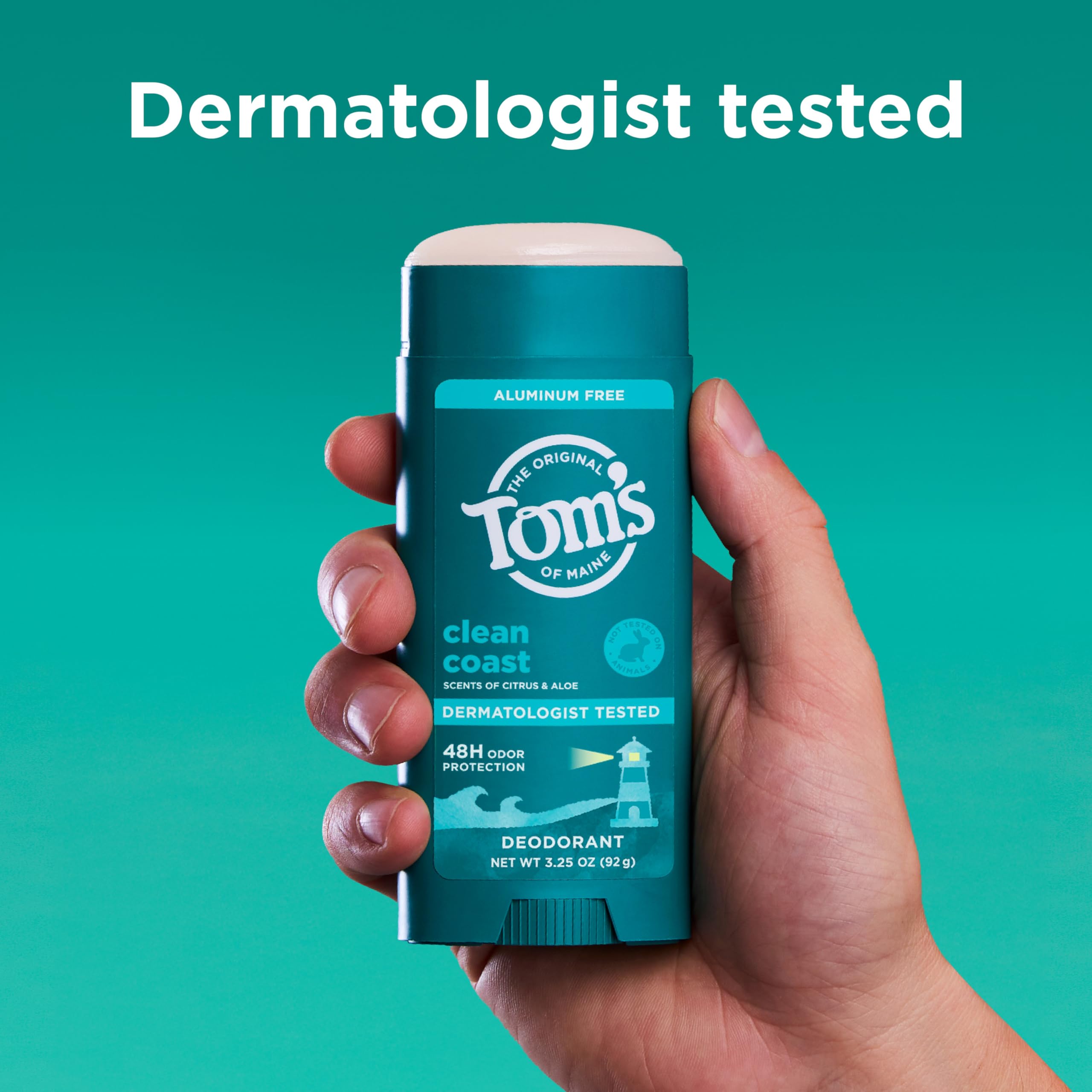 Secure cap of Tom's of Maine Clean Coast deodorant stick for travel