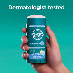 Tom's of Maine deodorant stick unscented application demo illustrates simple daily use.