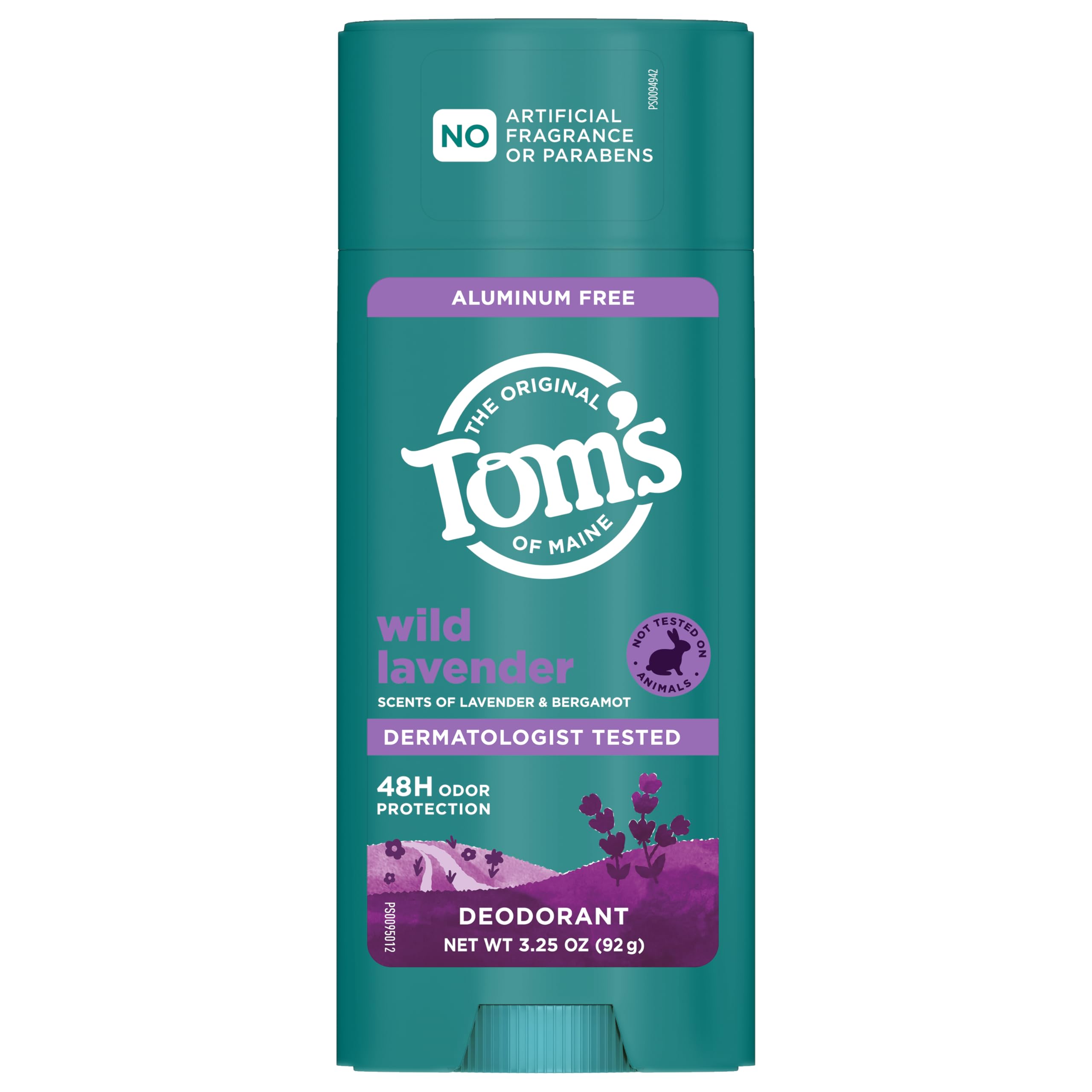 Tom's of Maine Wild Lavender travel-size deodorant stick ready for on-the-go