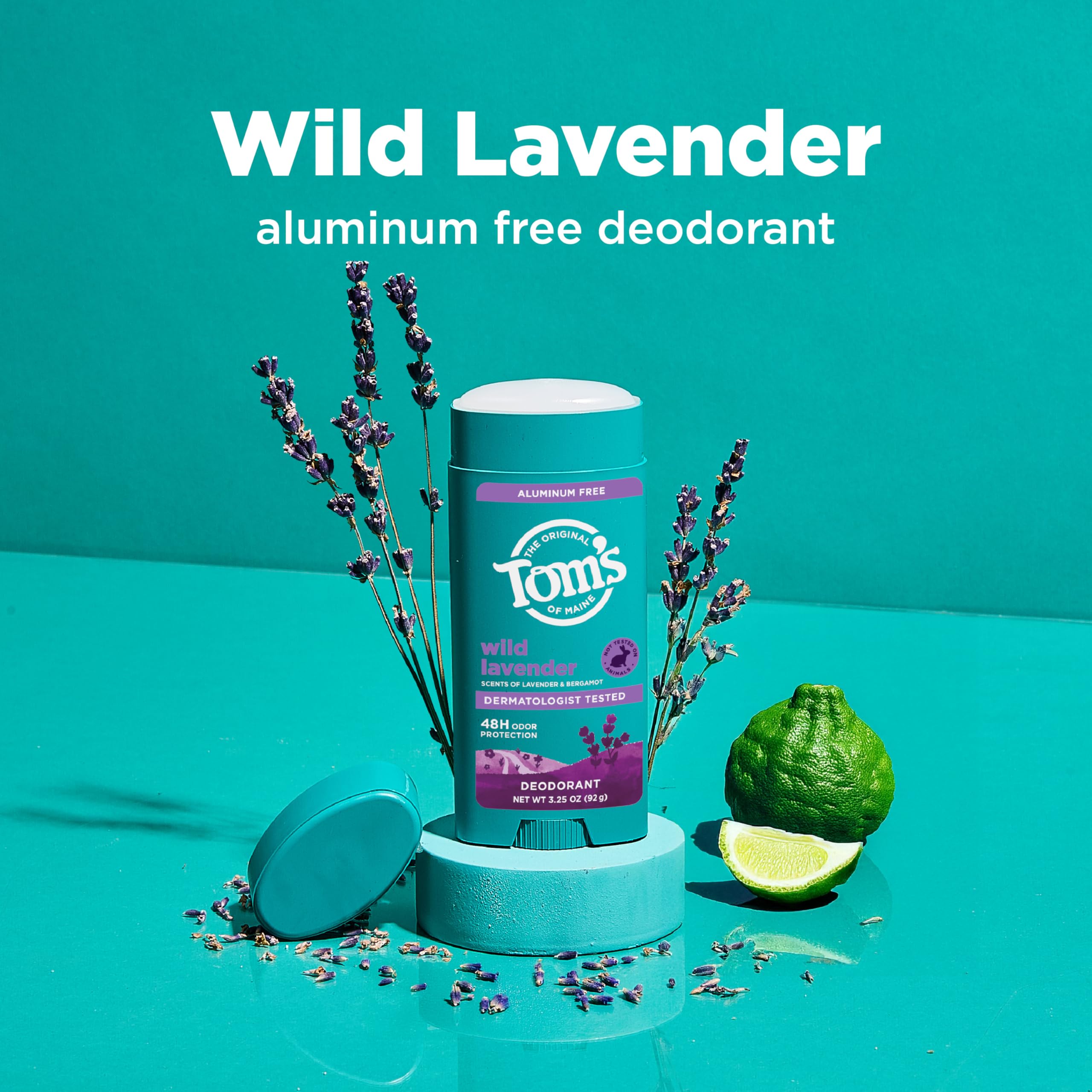 Tom’s of Maine Desodorante Lavanda, envase reciclado: material sostenible para cuidado diario.