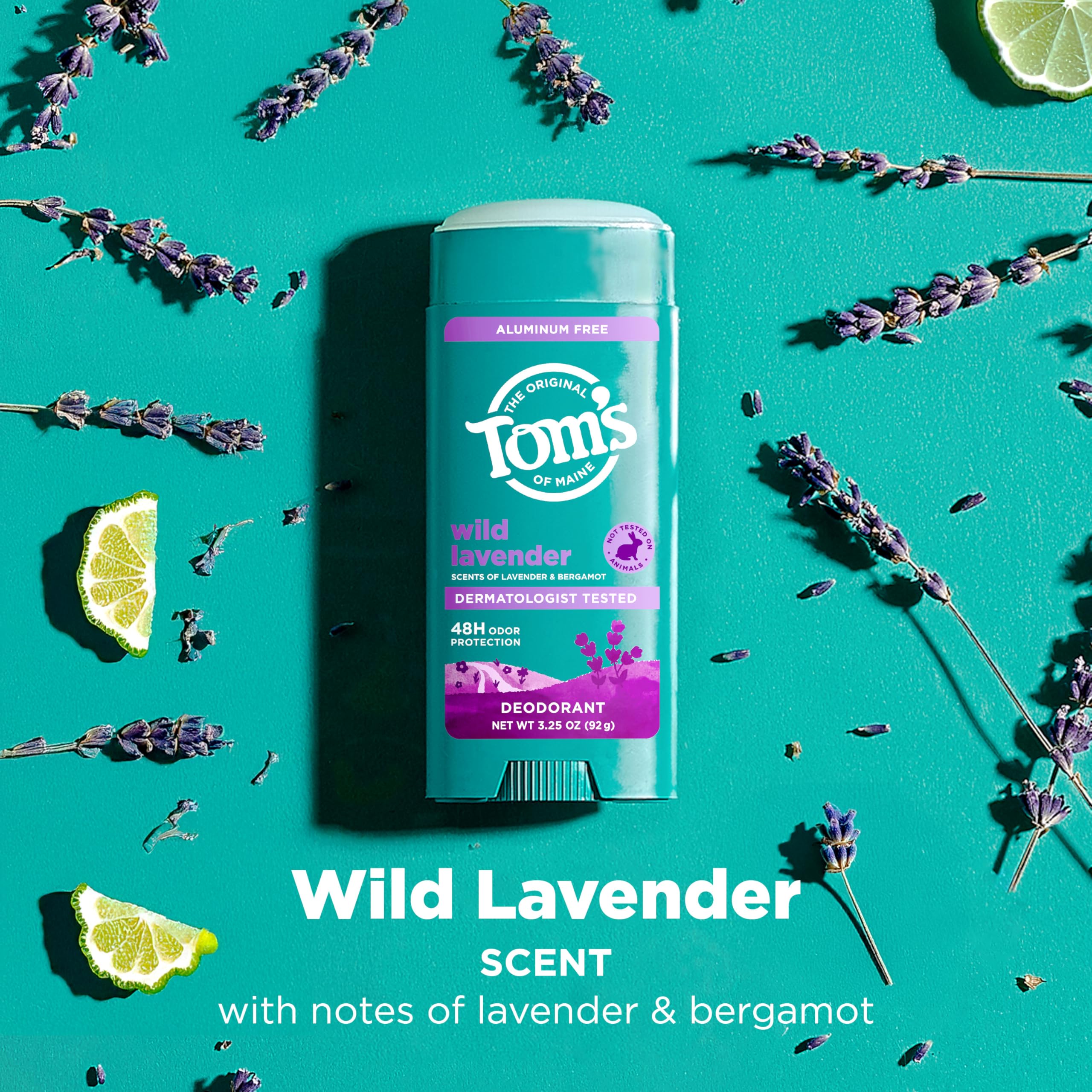 Tom’s of Maine Desodorante Lavanda, aroma Bergamota: aroma fresco y floral durante el día.