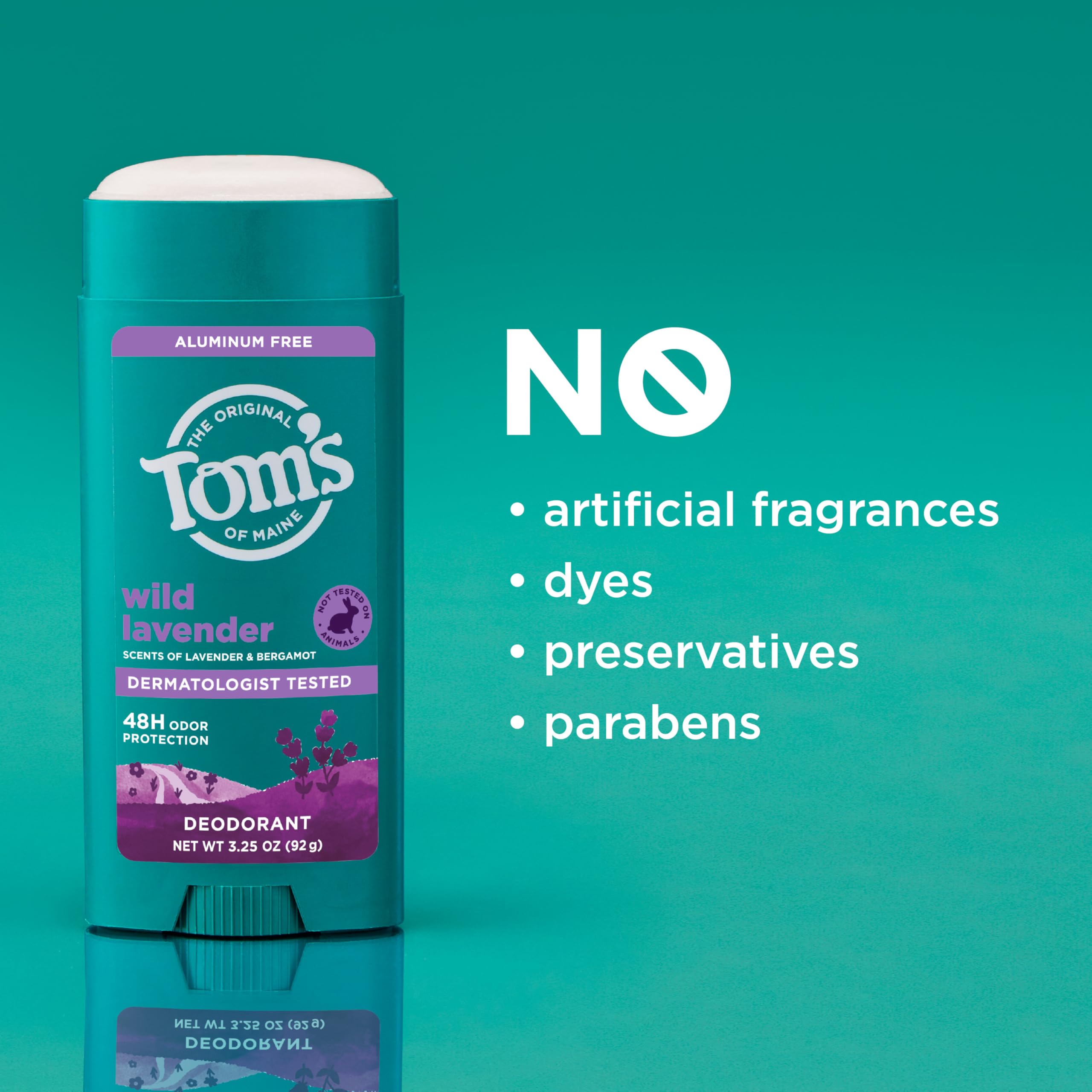 Tom’s of Maine Desodorante Lavanda, sin bicarbonato: fórmula suave para uso diario.