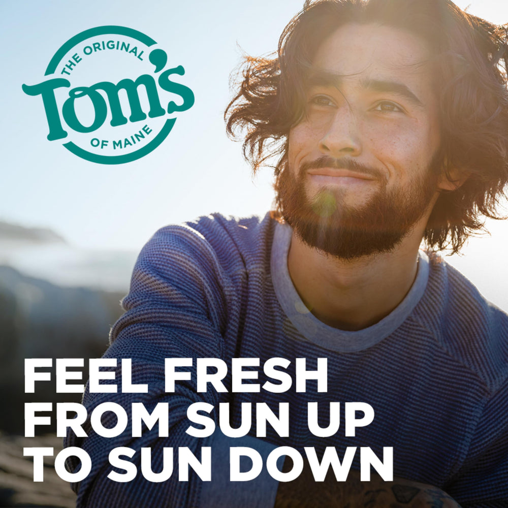 Tom's of Maine Mountain Spring deodorant stick ready for use, aluminum-free formula