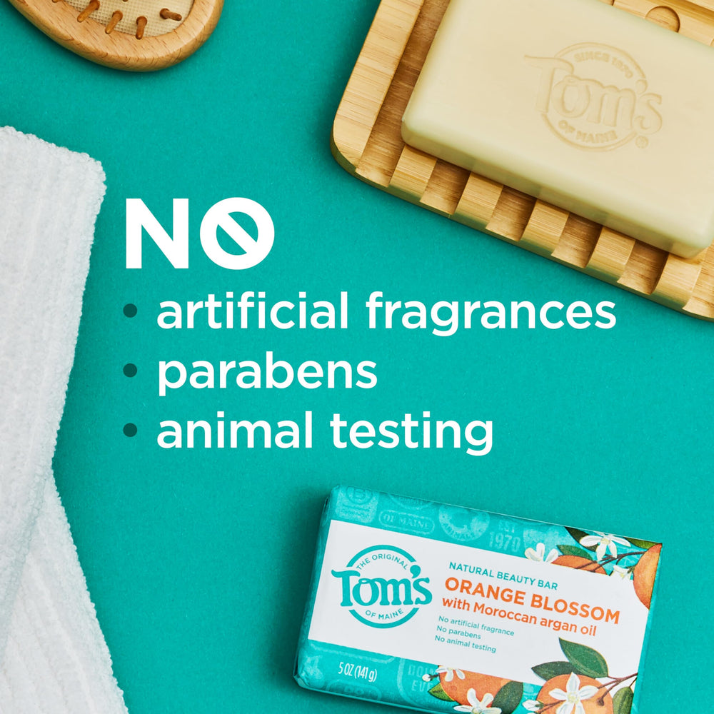Tom's of Maine beauty bar with organic botanicals supports moisturization.