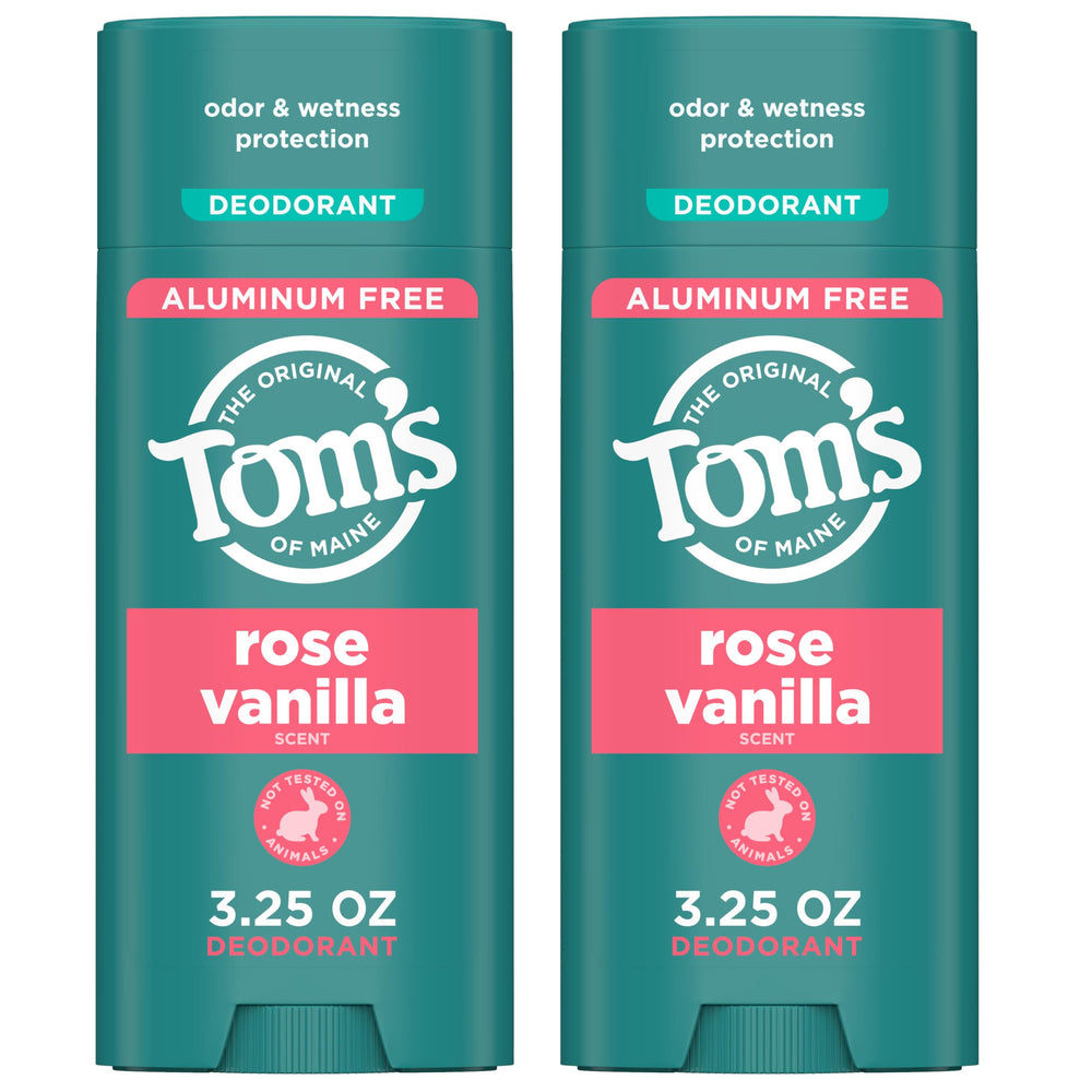 Tom’s of Maine Rose Vanilla desodorante sin aluminio, aplicación clara para todo el día.
