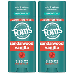 Tom’s of Maine Sandalwood Vanilla desodorante en barra, aplicación limpia para uso diario