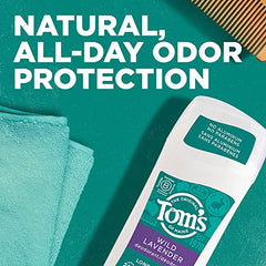Front label of Tom's of Maine Wild Lavender deodorant shows aluminum-free claim.